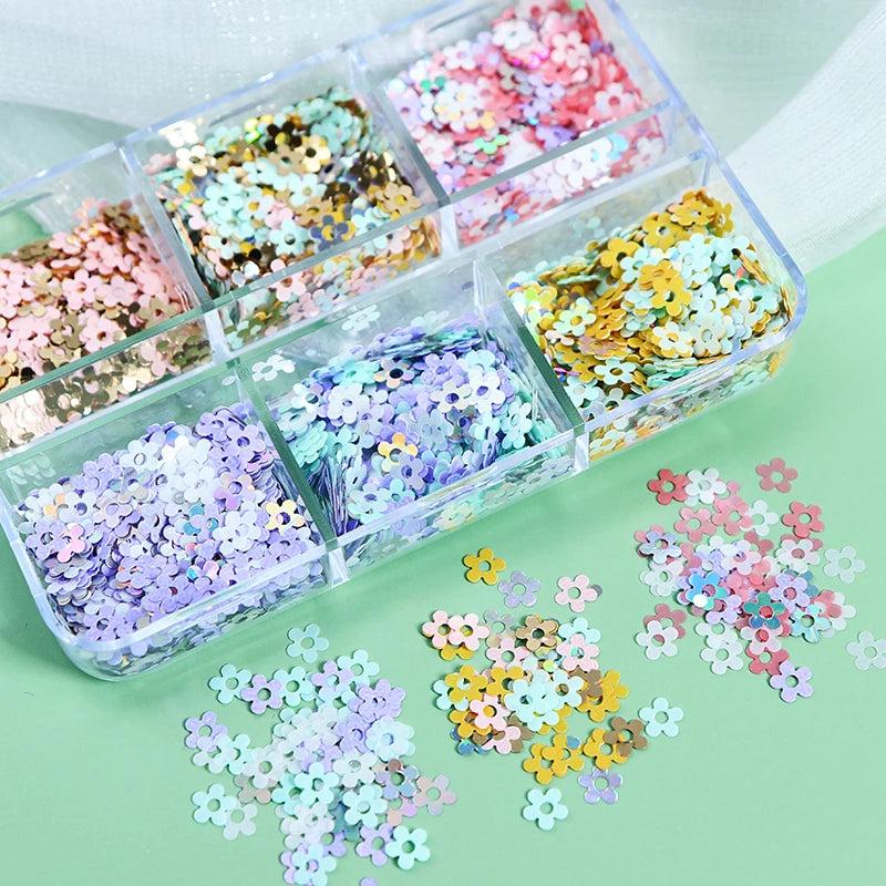 Plum Flower Glitter Epoxy Resin Filling Hollow Out Flowers Resin Sequins For Card Making Macaroon Flakes Scrapbooking DIY Crafts