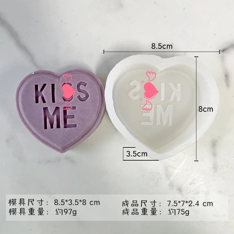 7 Styles 3D Letter Heart-shaped Silicone Candle Mold DIY Love Soap Aromatherapy Gypsum Resin Mould Valentine's Day Gift Arts