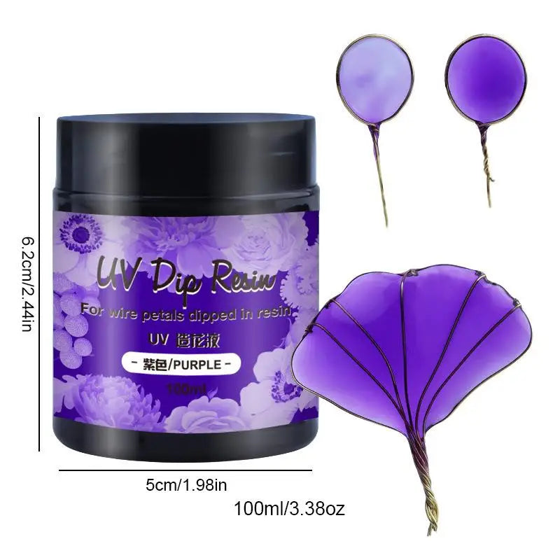 100ml UV DIP Resin Glue For Wire Flowers Colorful Liquid High Gloss Ultraviolet Curing Crystal UV Glue Jewelry Making