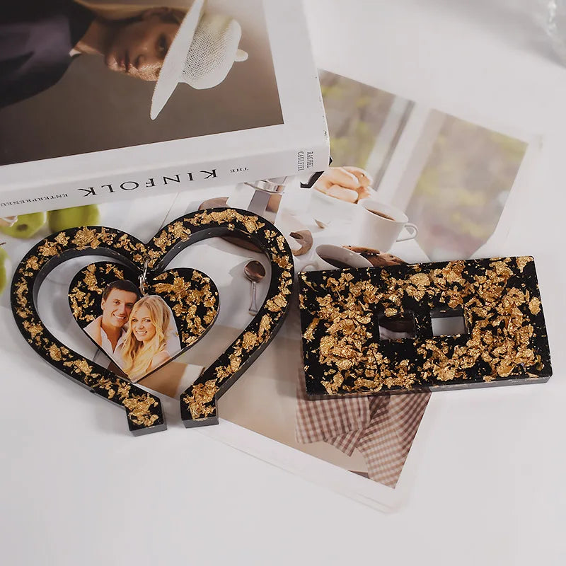 DIY Love Heart/Christmas tree shape  Hanging Photo Frame Silicone Moulds Handmade Casting Molds Desk Office Decoration