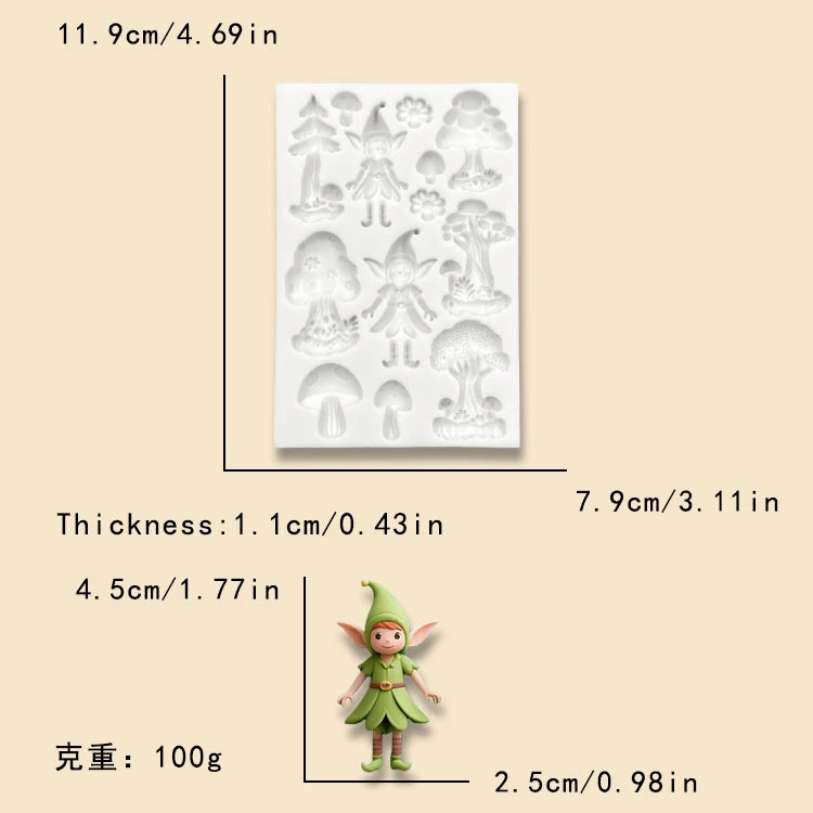 Elves Castle Silicone Molds Forest Series Elf Mushroom Gem Fondant Chocolate Mould Baking Tools Cake Decoration Accessories
