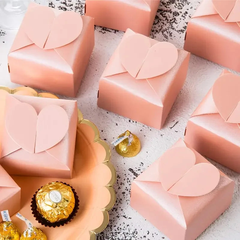 10/30/50Pcs Colorful Heart-shaped Candy Gift Box Wedding Favor Chocolate Packaging Box Birthday Valentine's Day Party Supplies