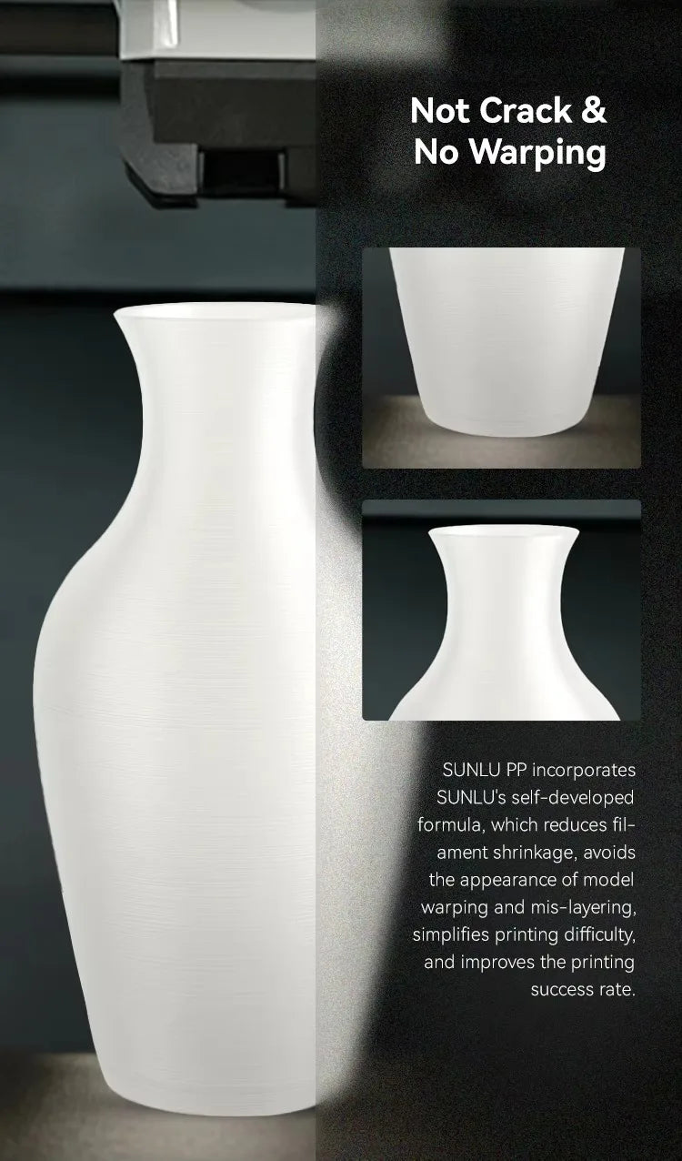 SUNLU 0.8KG PP 3D Filament 1.75mm 800g/Roll Filament Excellent Toughness Strong Fatigue Resistance Filament Fit Most FDM Printer