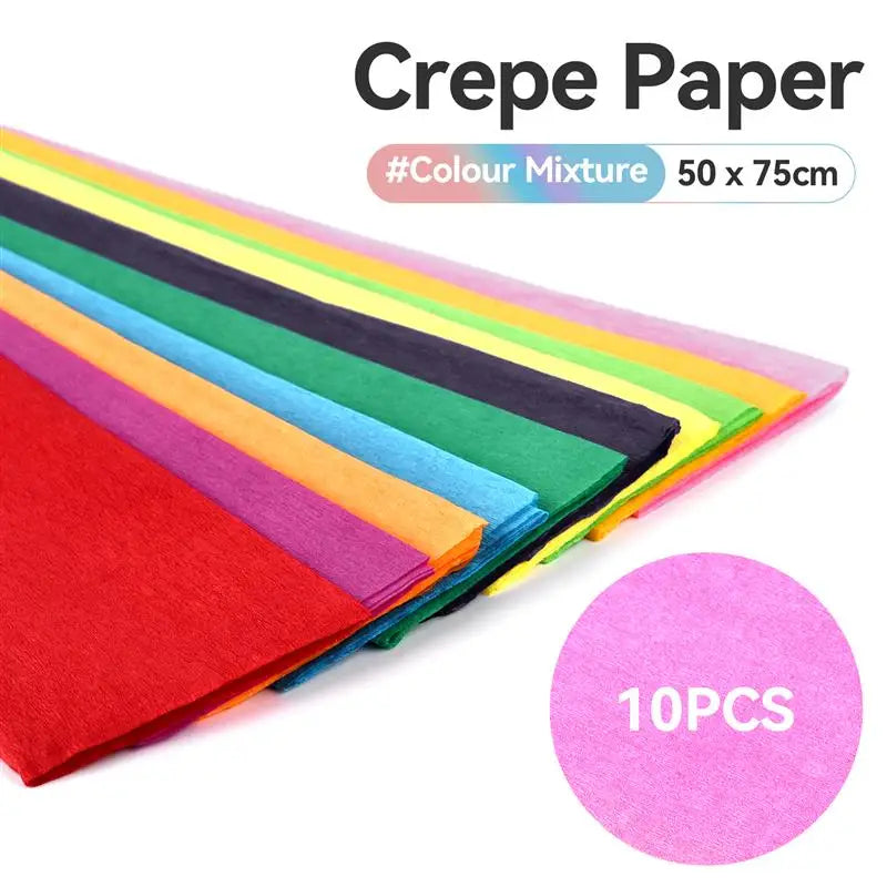 10pcs 50x70cm Colored Crepe Paper Origami Crinkled Crepe Paper Craft DIY crafts Flowers Decoration Gift Wrapping Paper Craft