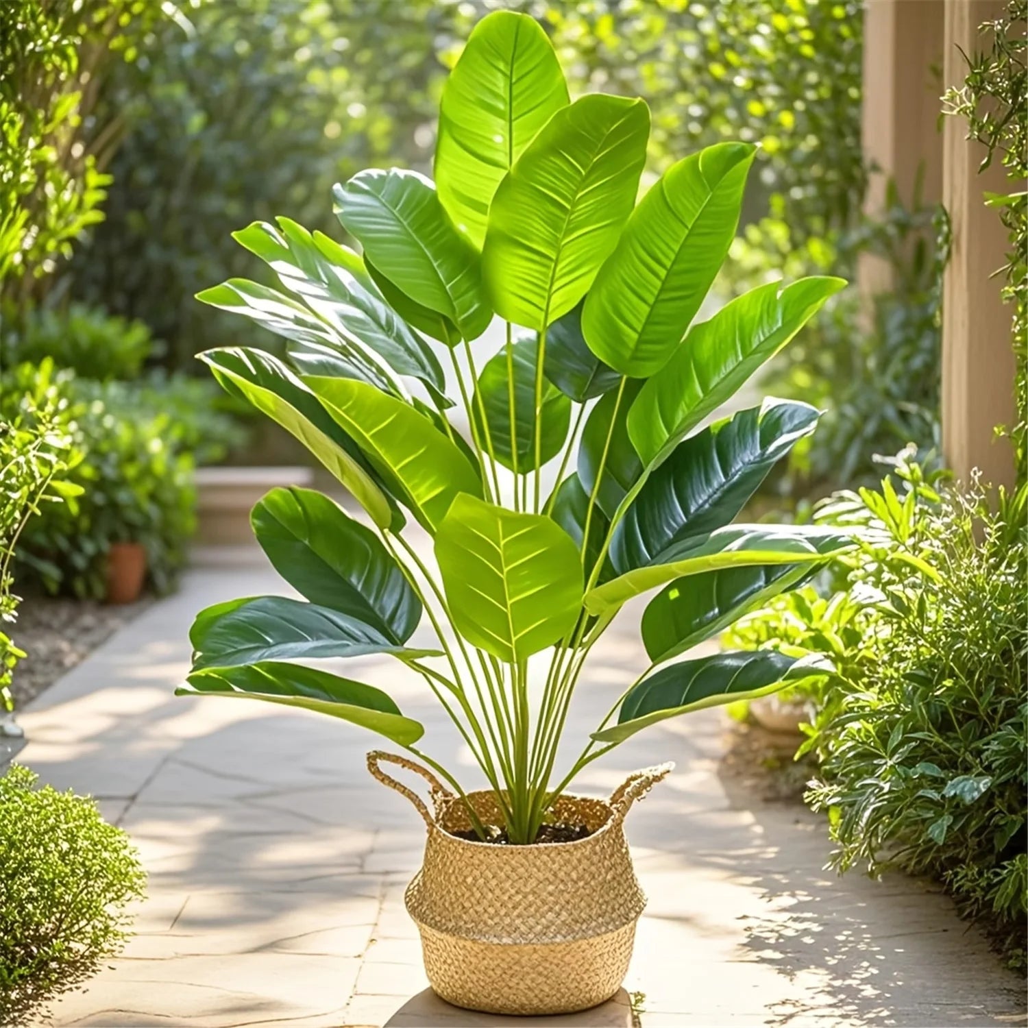 24 Leaves Extra Large Realistic Artificial Palm Plant - High-End Tropical Floor Decor for Indoor/Outdoor Use Plastic Wedding