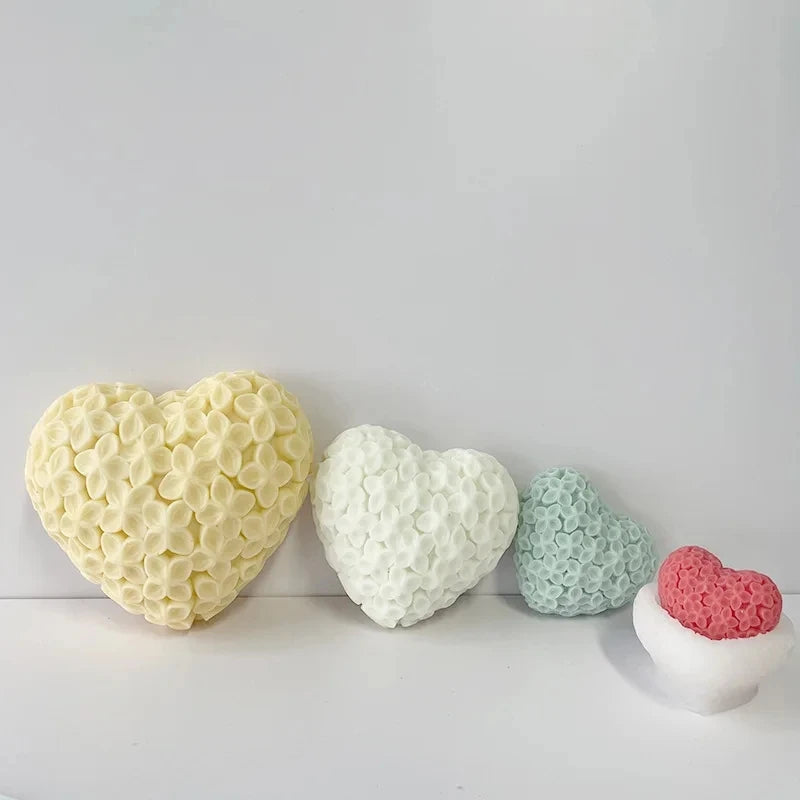 3D Heart-shaped Flower Silicone Candle Molds DIY Love Chocolate Cake Baking Soap Gypsum Handicraft Making Valentine's Day Gift