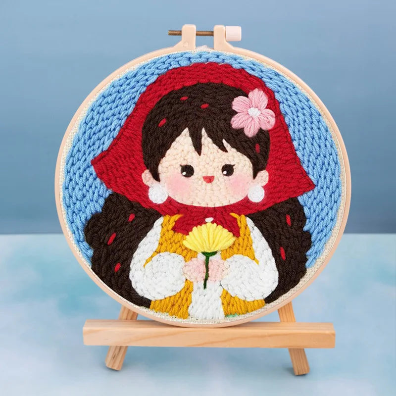 DIY Embroidery Kit Cartoon Punch Needle Stitching Craft Set Pattern Printed Needlework Cross Stitch Sewing Painting Home Decor