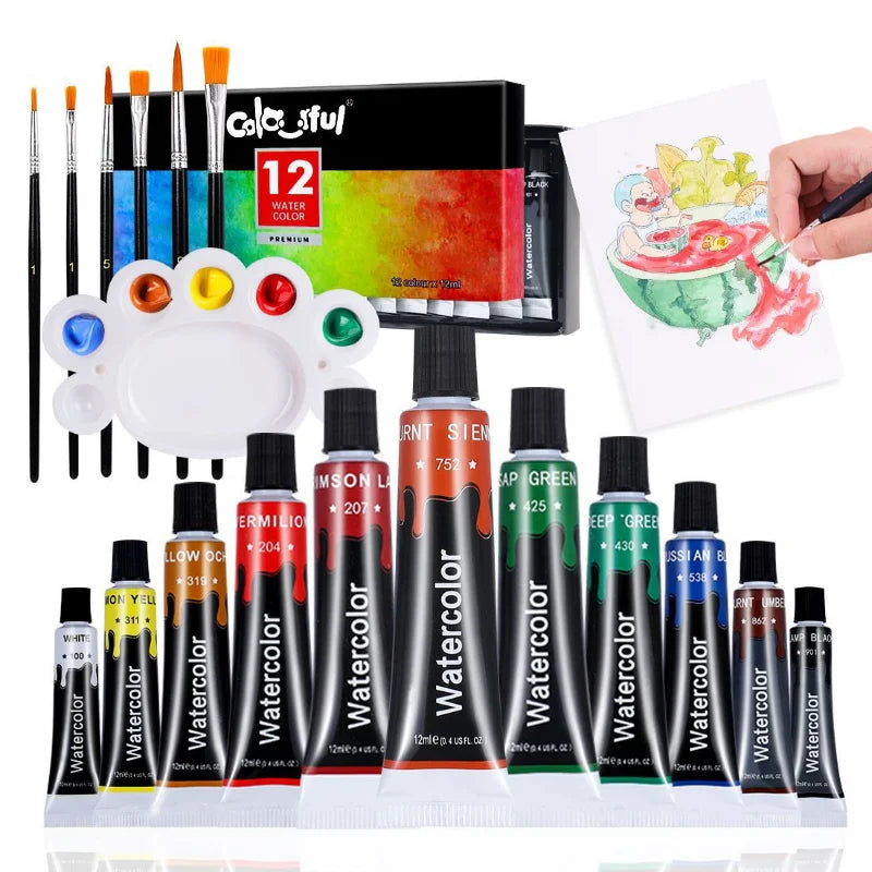 Acrylic Paint,Set of 24 Colors, 12ml/22ml/Tube, Acrylic Paint Set, Paint for Fabric, Rich Pigments for Artists Kids