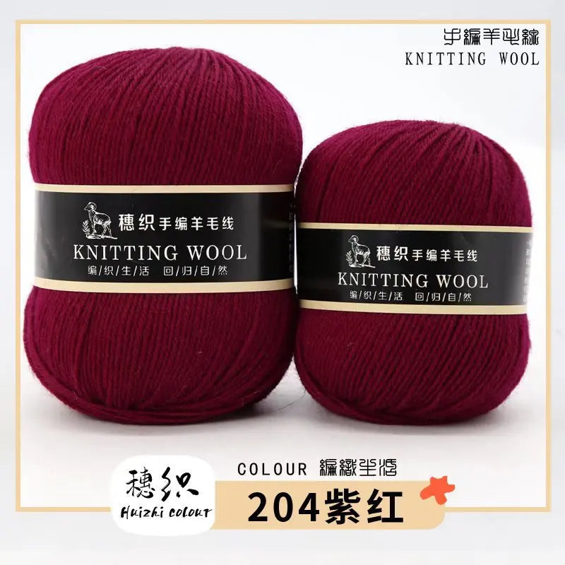 Hand Knitted Four-Ply Wool Yarn Medium Fine for Sweater Scarf Hat Pure Color Wool Yarn Spun Yarn from Hebei Mainly for Hand K...