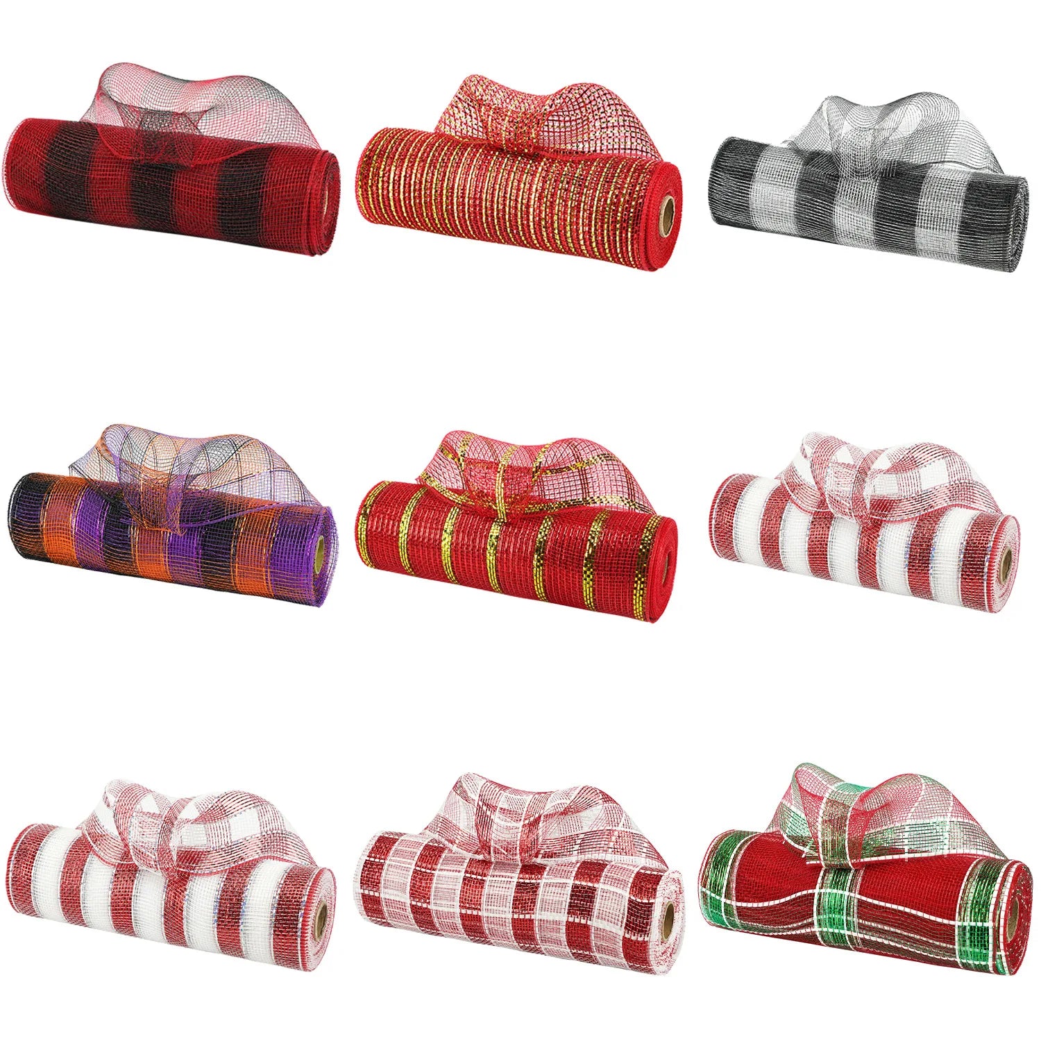 10Yards Christmas Red White Mesh Candy Cane Decoration Tulle Roll DIY Xmas Tree Ribbon Wreath Bow Wrapping Party New Year Gift