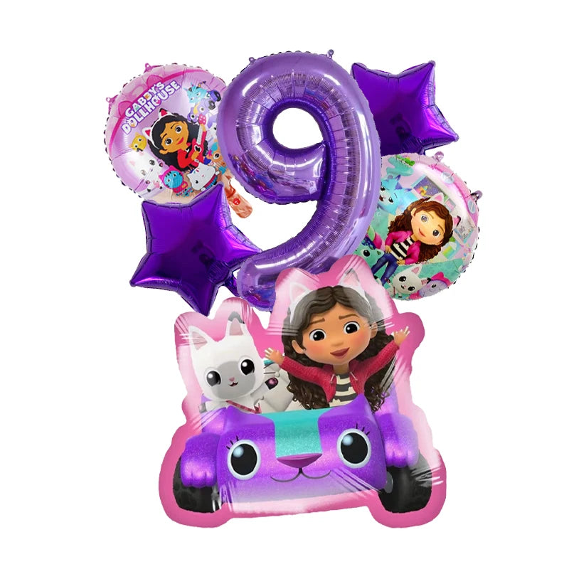 Gabby Dollhouses Birthday Balloons Girls New Anime Digit 1-10 Party Decoration Baby Shower Gender Reveal Ballons Kids Toys Gift
