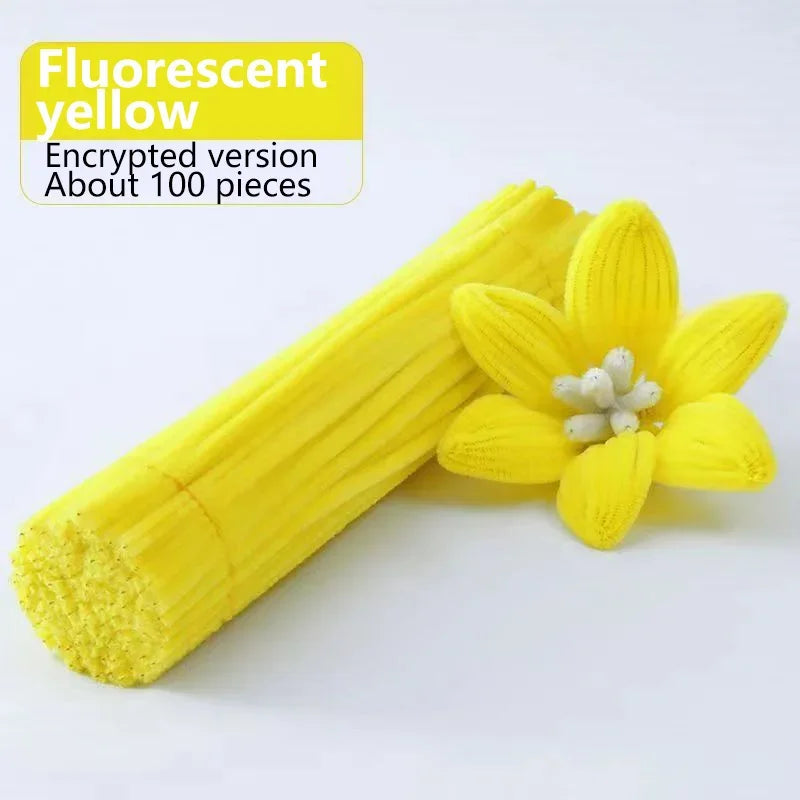 100pcs Chenille Stems Toys DIY Strips Twist Bar Anvil Wire Craft Pipe Creative Hobby Children Plush Stick Chenille Sticks