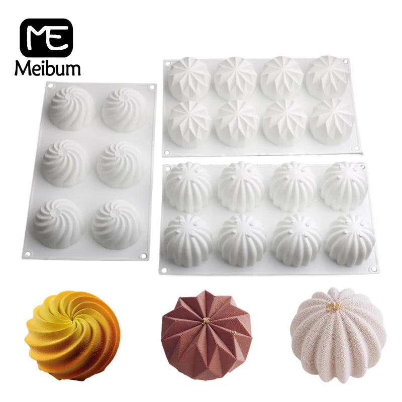 Meibum Spiral Diamond Cactus Texture Silicone Cake Molds Mousse Dessert Baking Tools Soap Mould DIY Candle Mold Kitchen Bakeware