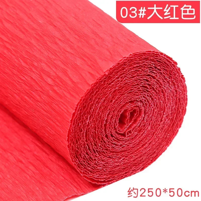 1Pcs 50x250cm Colored Crepe Paper Craft DIY Flowers Decoration Gift Wrapping Paper Craft Roll Origami Handmade Crinkled Paper