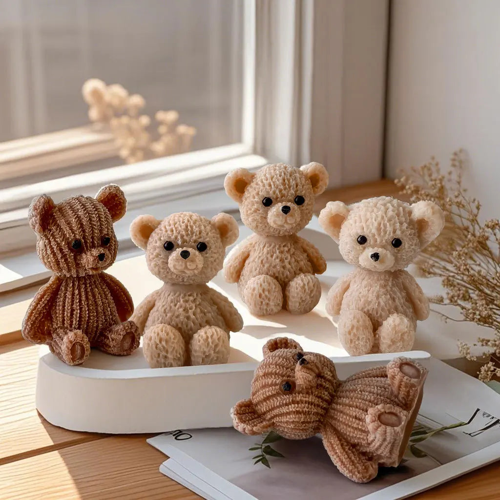 Cute Mini Bear Candle Silicone Mold Scented Candle Plaster Mould DIY Handmade Candy Chocolate Making Baking Mold Home Decor Gift