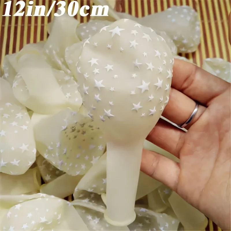 30PCS/PACK Black and White Latex Balloon Transparent Star Balloon Set
