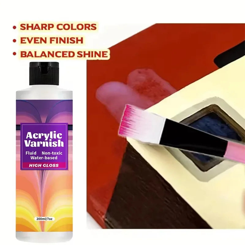 60/120/200ML Acrylic Varnish High Gloss Finish Protective for Paintings Non-Yellowing Waterproof Sealant For DIY Crafts And Art