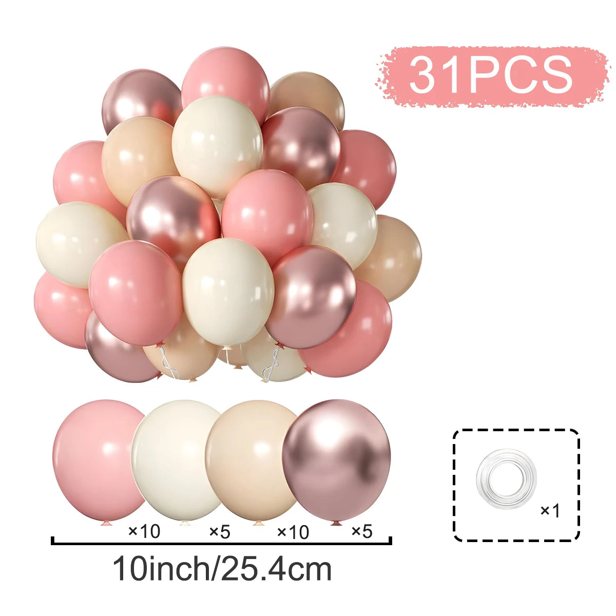 31/36/37/51/101Pcs Metallic Balloons Pearl Latex Balloon Gold Confetti Balloons for Birthday Weddings Baby Shower Party Decor