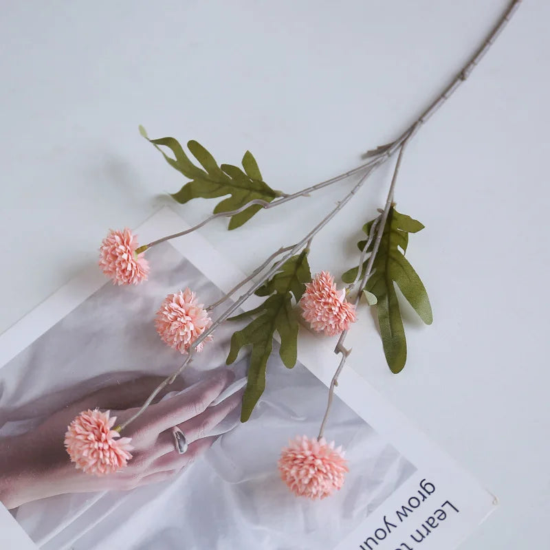 10 pcs Dandelion Artificial Flower Wedding  5 Head Fake Flowers Small Thorn Ball Home Decoration Bouquet Valentine's Day