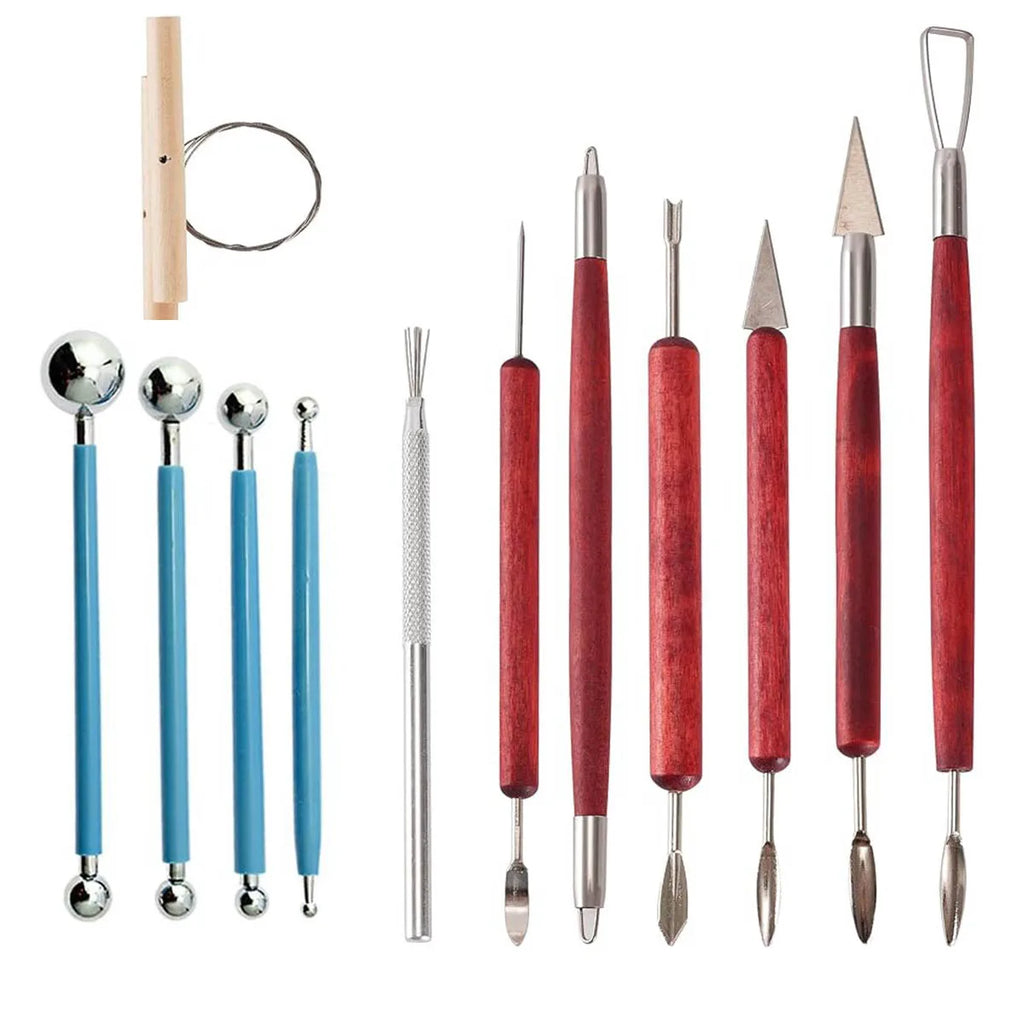Clay Sculpting Tools Set 13Pcs Air Cold Clay Tool Art Pottery Tool Wooden Handle Double-Sided Set for Pottery Ceramics Sculpting