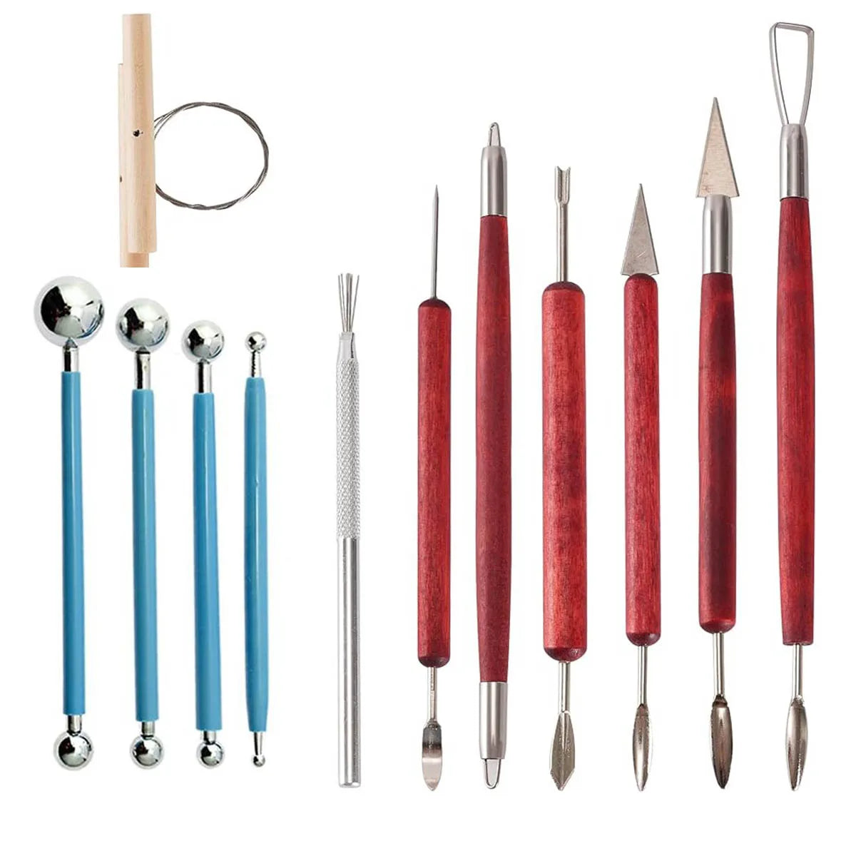 Clay Sculpting Tools Set 13Pcs Air Cold Clay Tool Art Pottery Tool Wooden Handle Double-Sided Set for Pottery Ceramics Sculpting