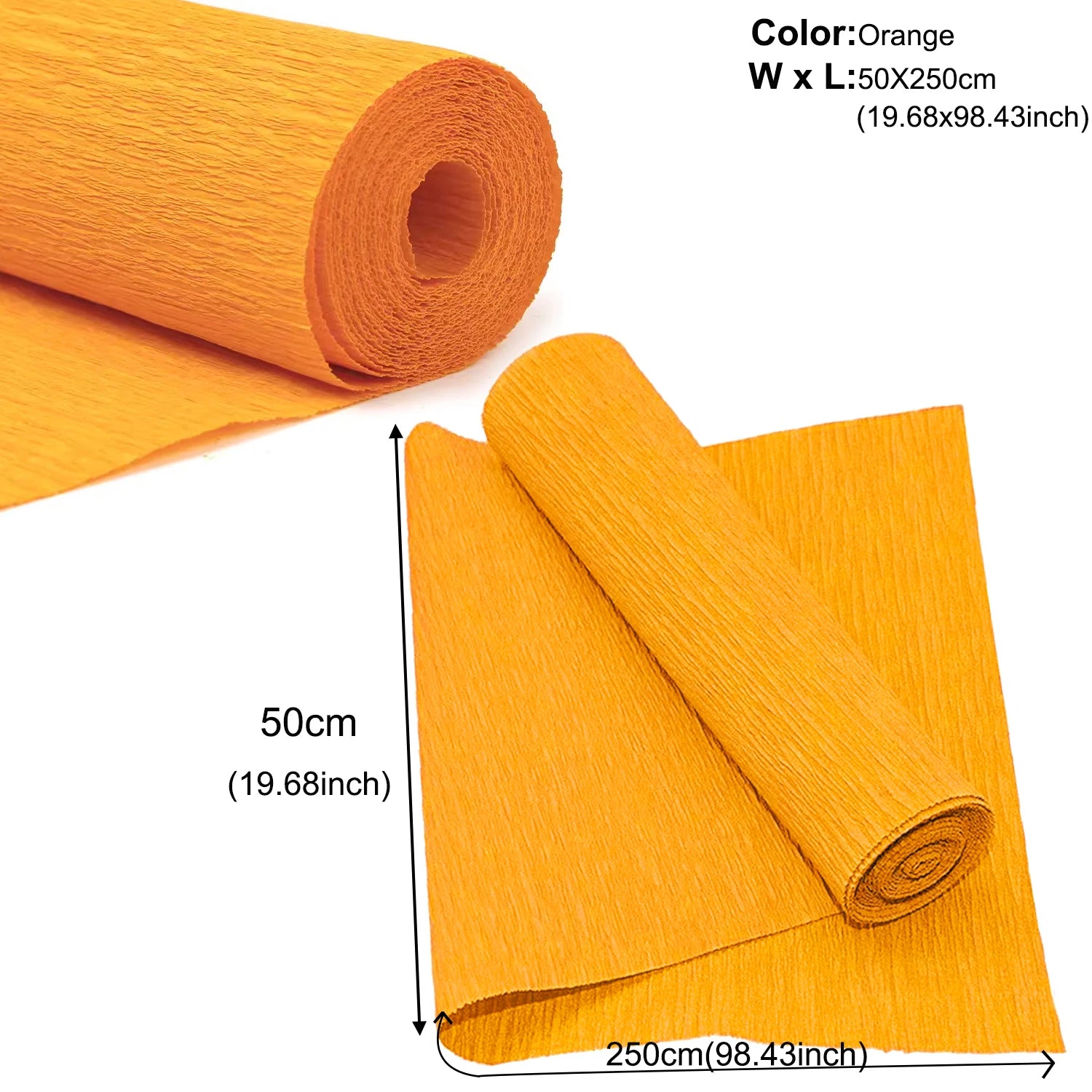 50x250cm 12 Colors Colored Crepe Paper Roll Origami Crinkled Crepe Paper Craft DIY Flowers Decoration Gift Wrapping Paper Craft