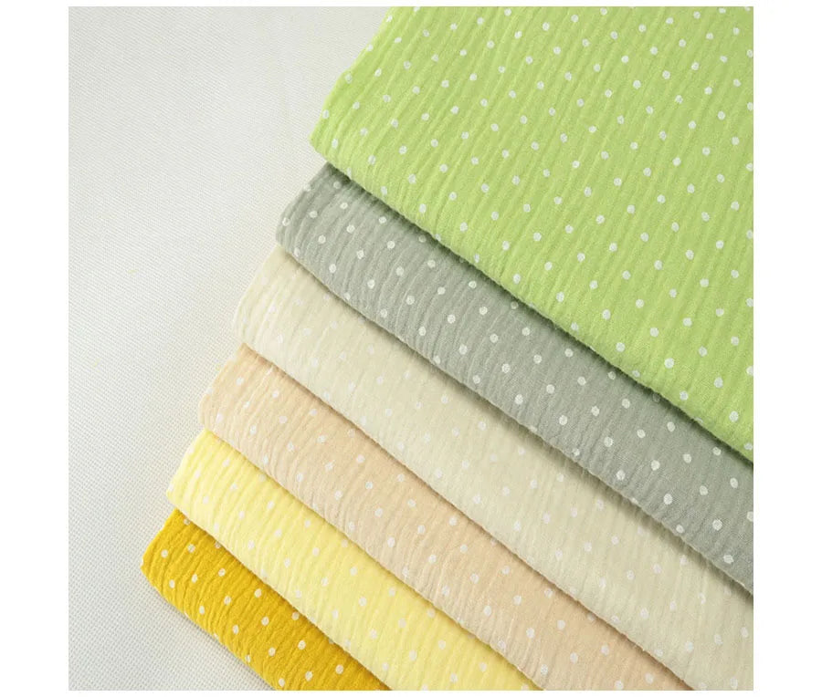 Soft dot Print Cotton Sewing Fabric Crepe Double Layer Gauze Cloth Cotton Skirt Pajama Cotton Fabric 100*135cm