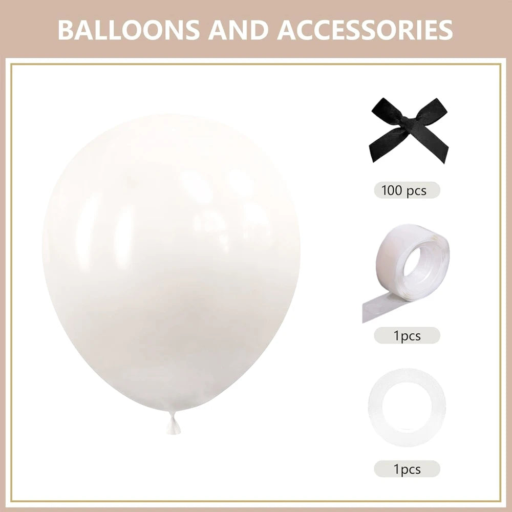 30Pcs Latex Balloons with Black Bow Coquette Bow Themed DIY Balloons Set for Boho Wedding Baby Shower Girls Birthday Party Decor