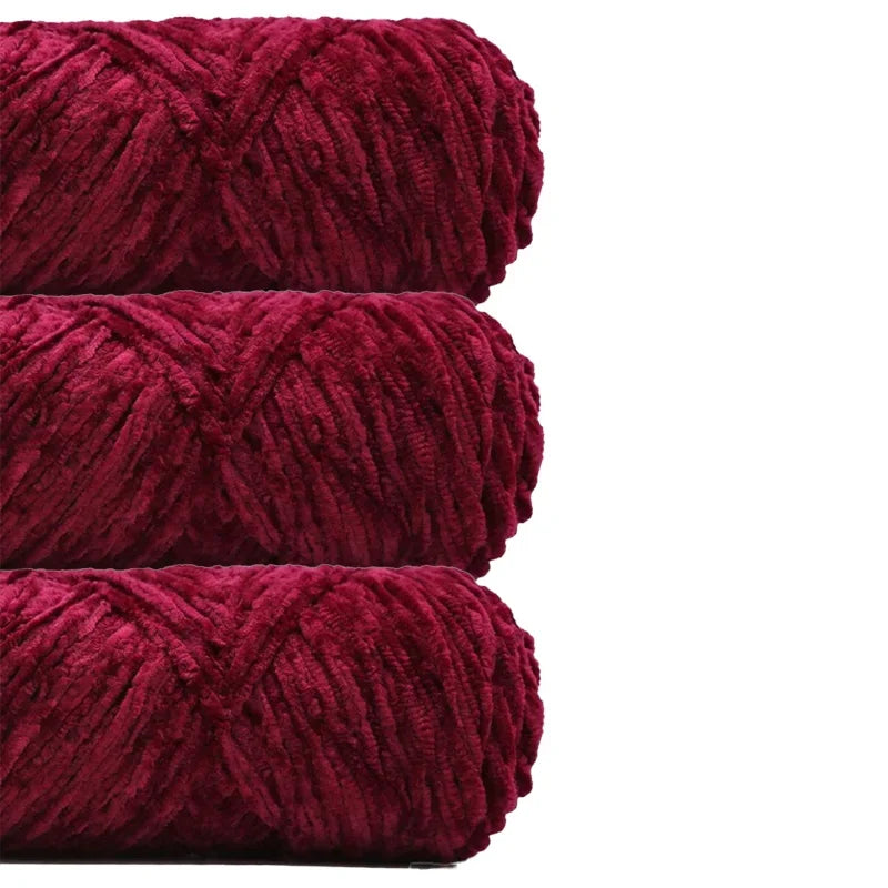 3 Pack Edelweiss DIY Material Pleuche Chenille Yarn Gold Luster Velvet Knitting Woven for Pendant / Sweater 300g 540m