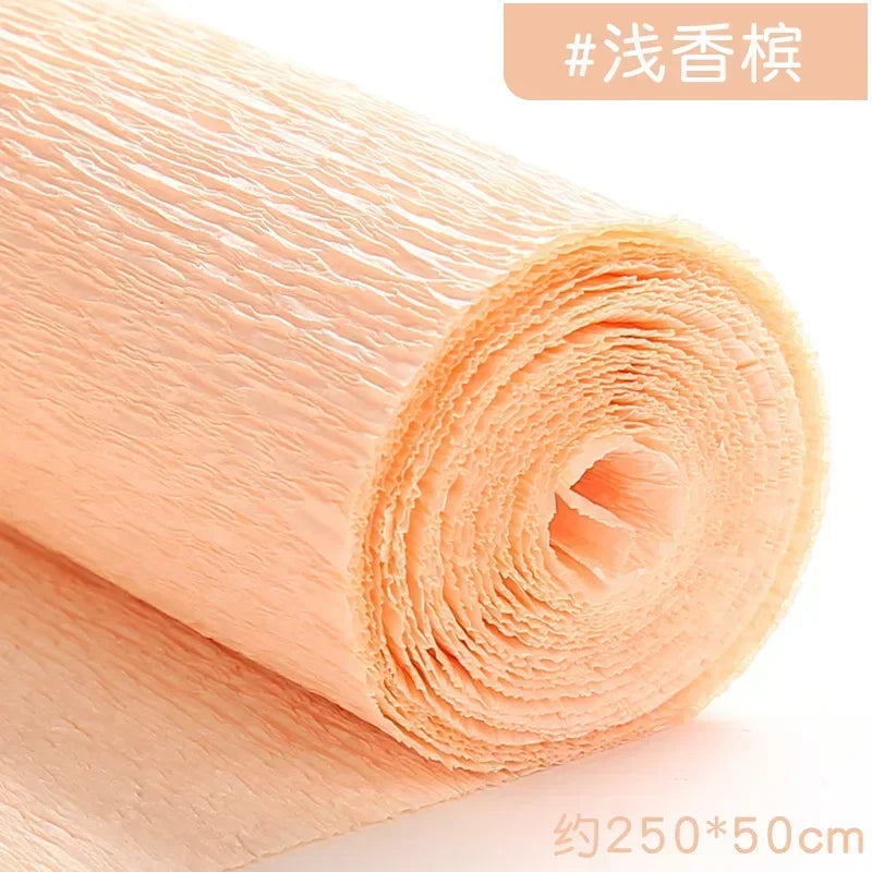 1Pcs 50x250cm Colored Crepe Paper Craft DIY Flowers Decoration Gift Wrapping Paper Craft Roll Origami Handmade Crinkled Paper