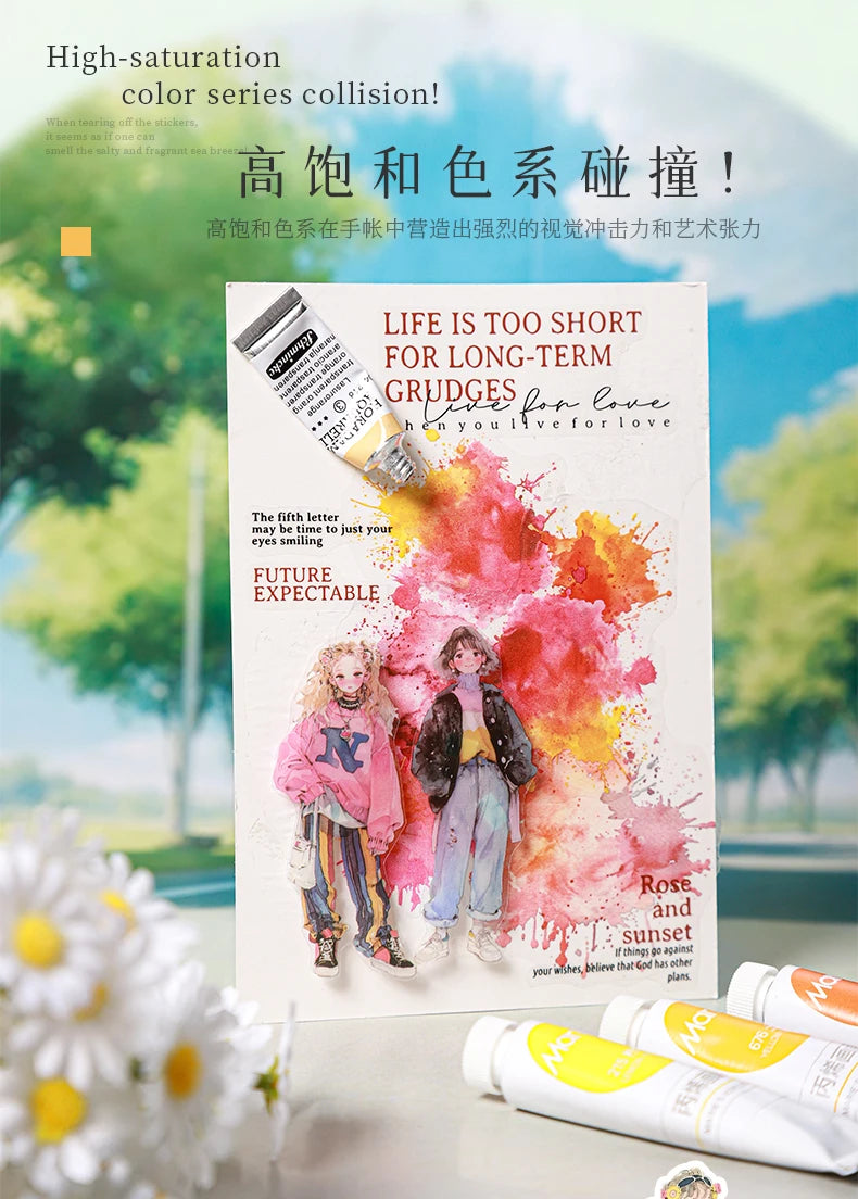 1 Roll Fashion Girl Stickers 4 Seasons Outfit DIY Scrapbook Journal Washi Tape For Phone Case Notebook Decoration Cute Stationer