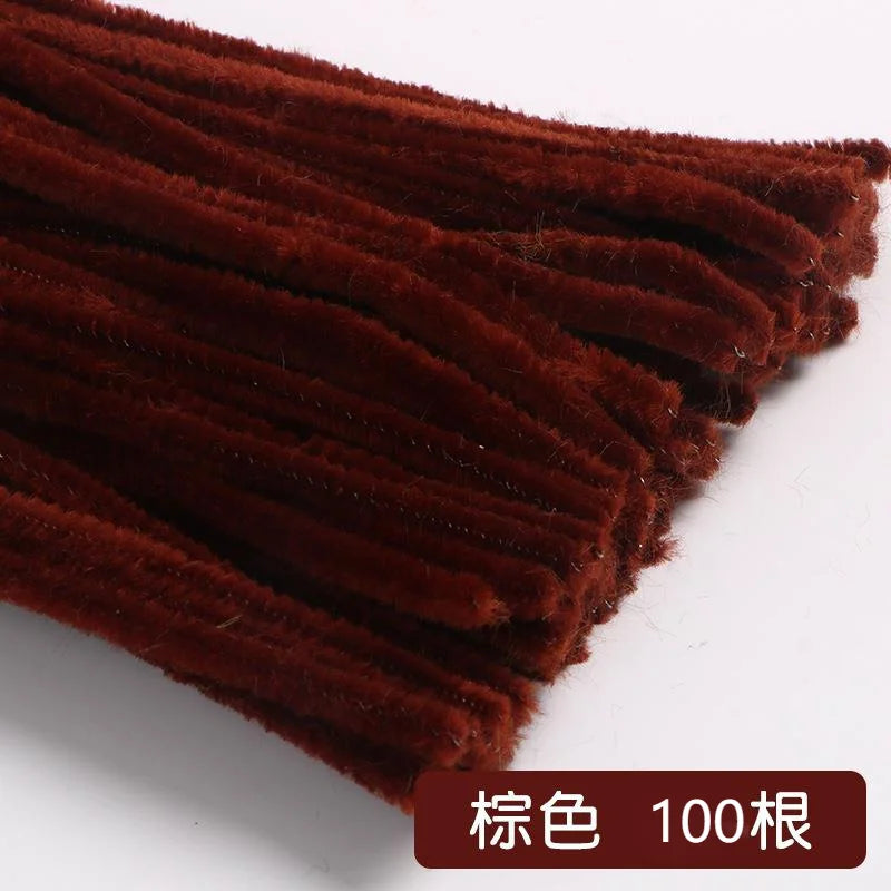 100pcs 30cm Chenille Stems Stick Cleaners Kids Educational Toys Handmade Colorful Chenille Stems Pipe for DIY Craft Supplies