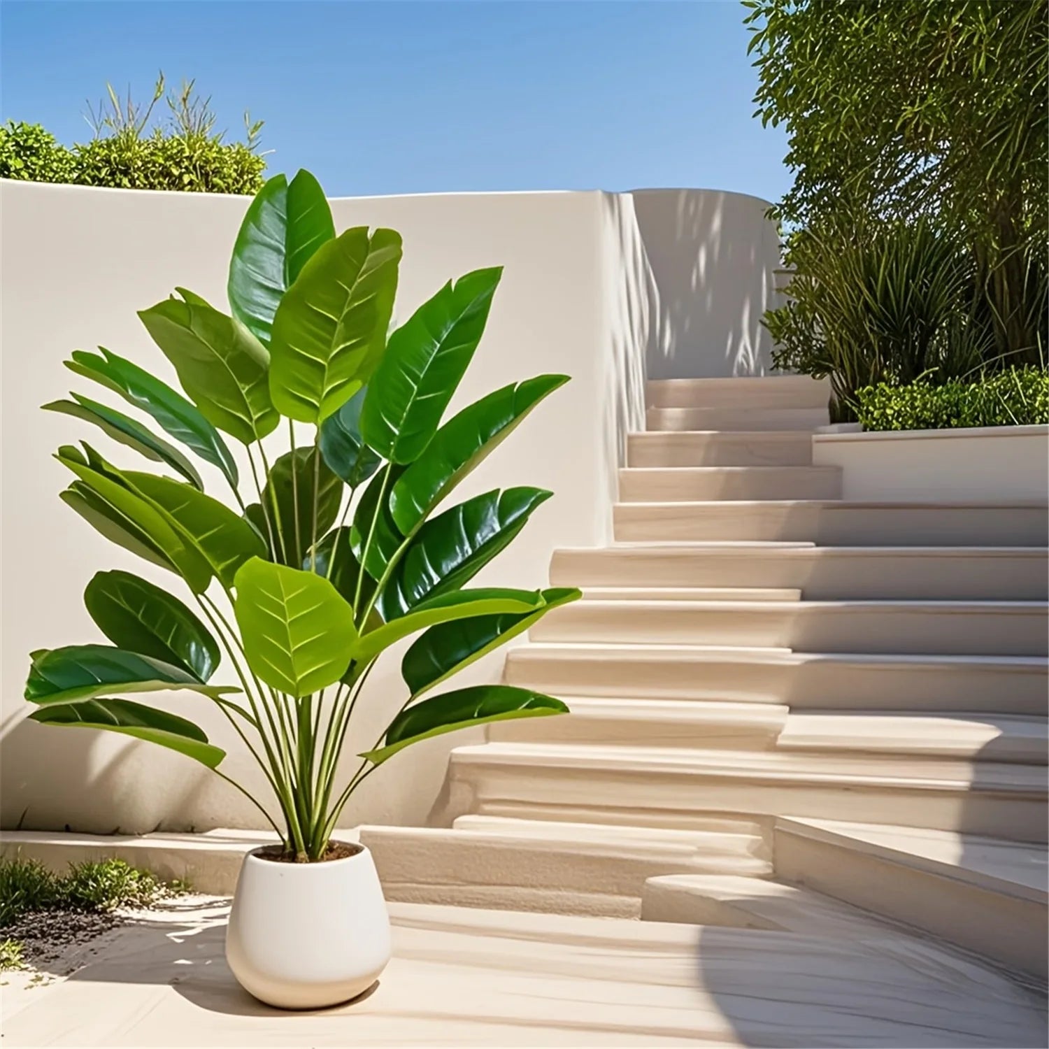 24 Leaves Extra Large Realistic Artificial Palm Plant - High-End Tropical Floor Decor for Indoor/Outdoor Use Plastic Wedding