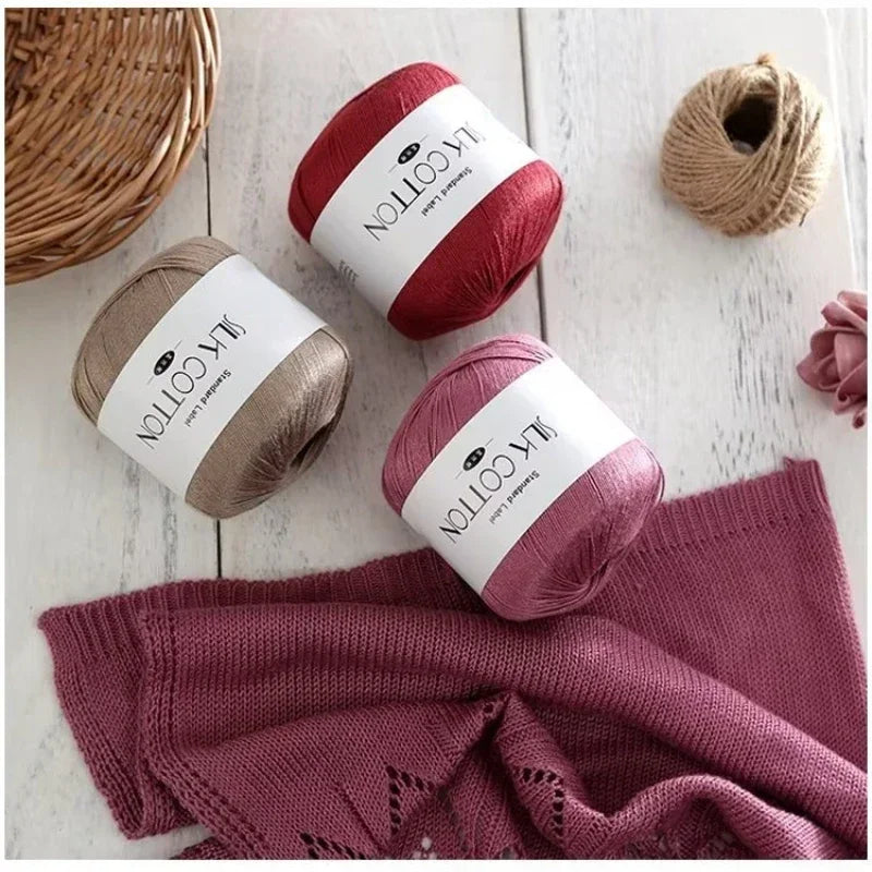 New 2Pcs Christmas Silk Lace Cotton Milk Crochet Yarn Baby Hand-Knitted Warm Soft Knitting Thread for Hand Knitting