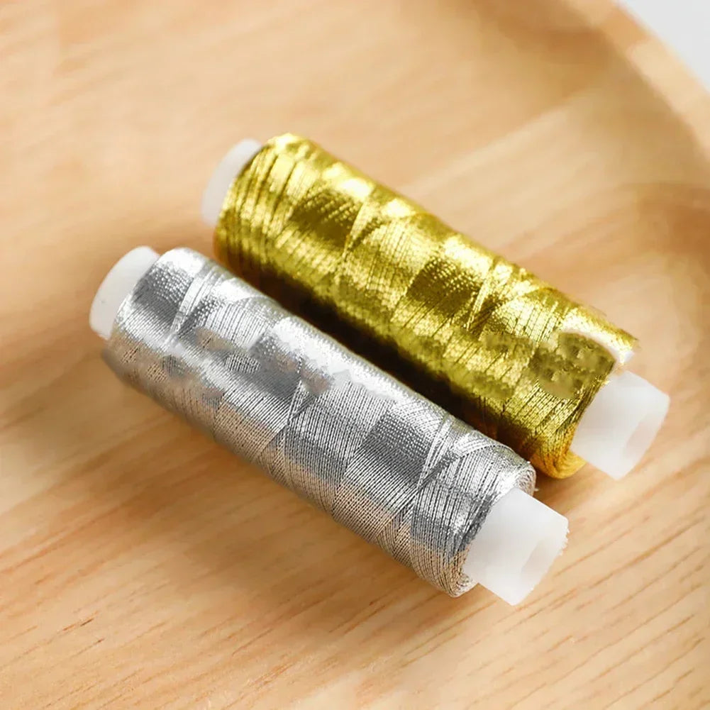 200 Meters /roll Cross Stitch Thread Sewing Tools DIY Gold Silver Line String Bobbin Handmade Crafts Accessories