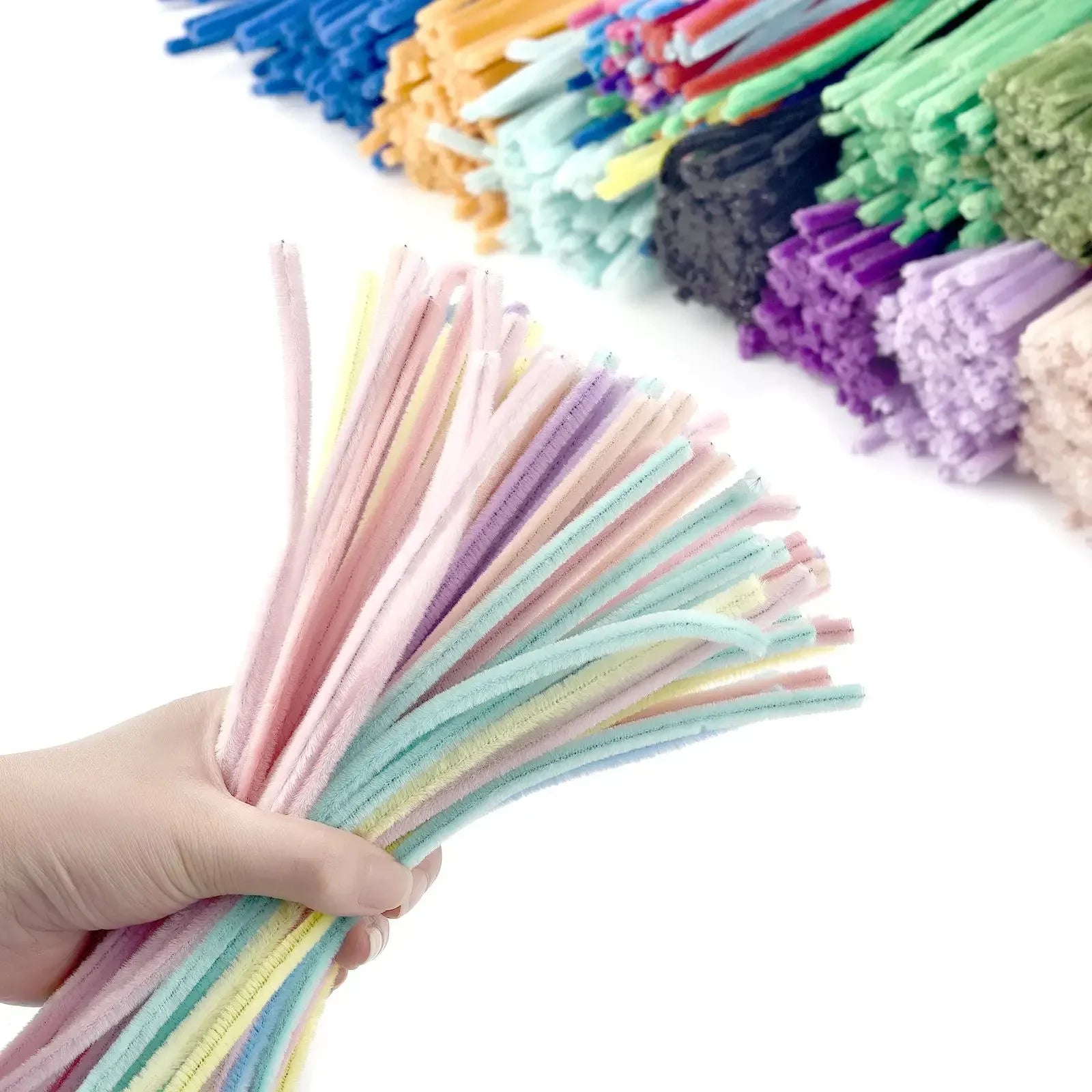 100pcs Plush Stick Twisting Bar Chenille Stems Wire Pipe Kids Toys DIY Strips Creative Hobby Material Stem Iron Felt Wires