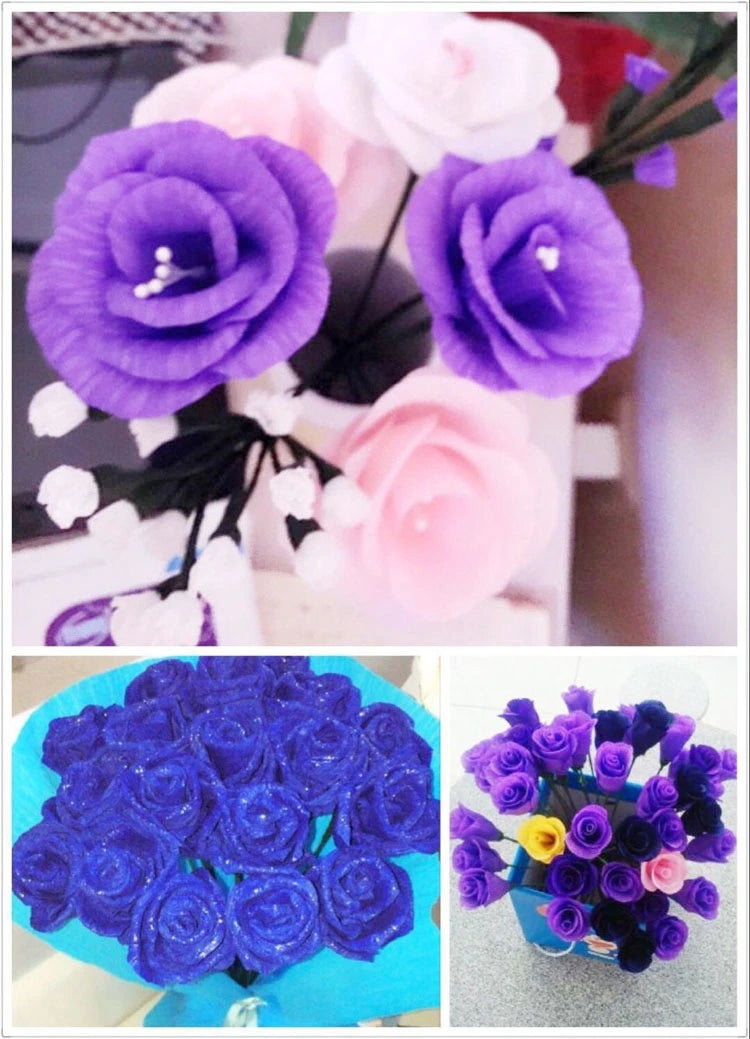 Color Handmade Crepe Paper Diy Paper Flower Material Gift Paper Roll Edge Paper Kindergarten Handmade Flower Origami