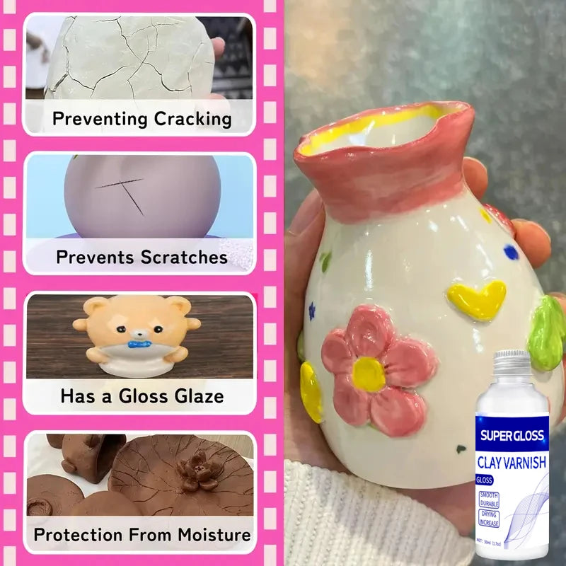 Clay Gloss Varnish Sealant Waterproof Prevent Clay Cracking DIY Crafts Protective Coating For Pottery Wood Acrylic Paintings