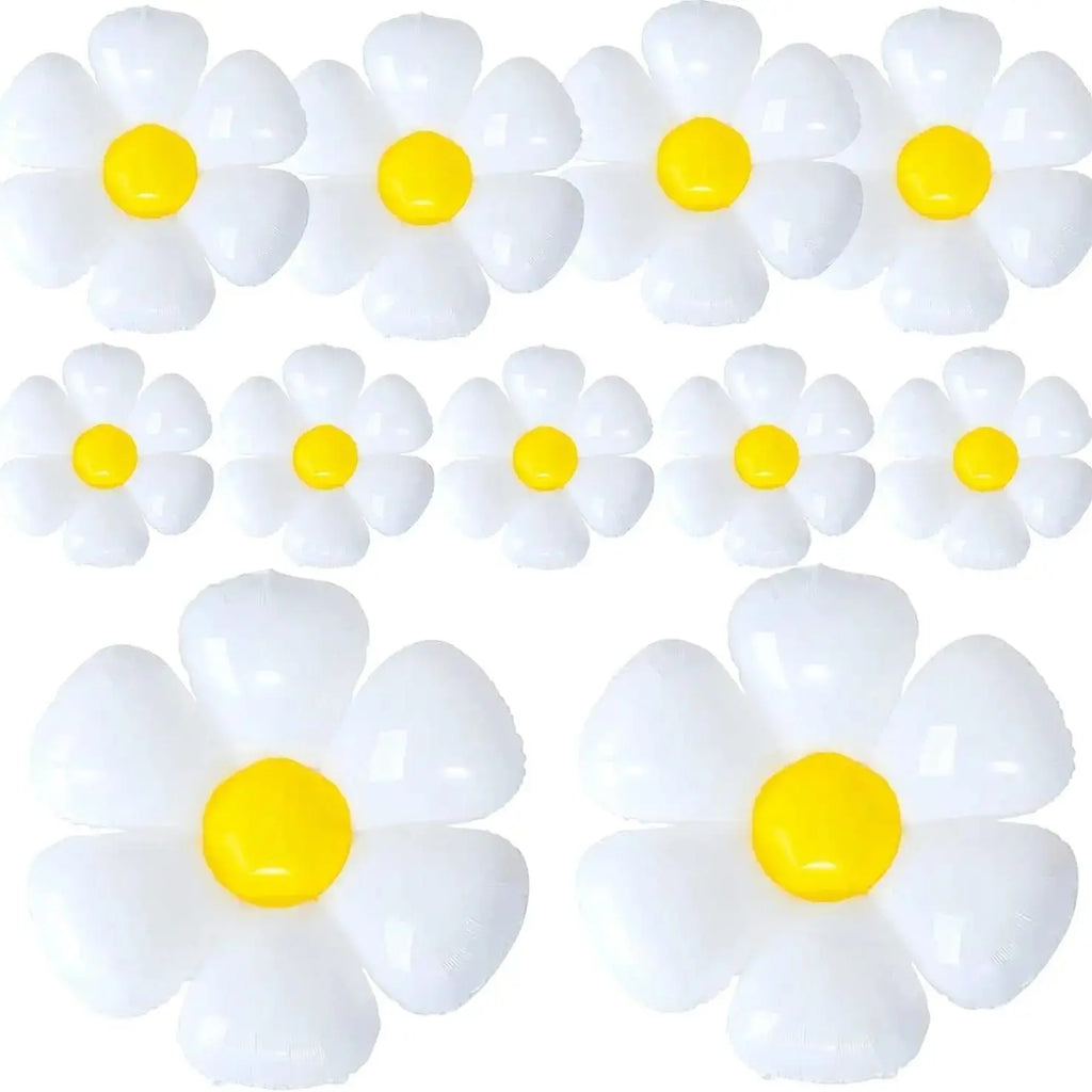 11pcs Daisy Balloons,Huge White Flower Daisy Balloons for Baby Shower Wedding Groovy Boho Daisy Birthday Party Decorations