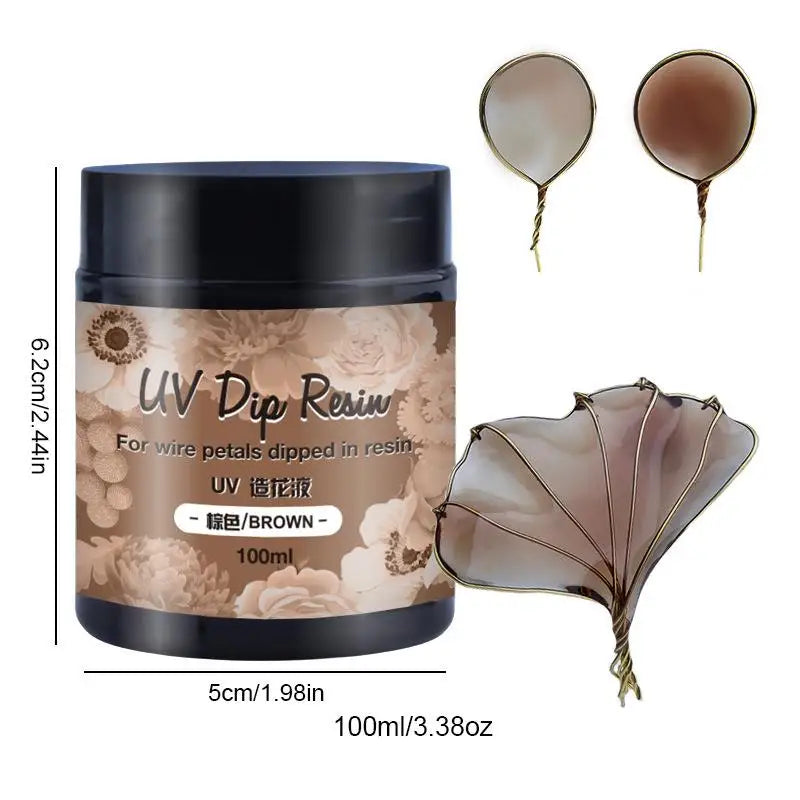 100ml UV DIP Resin Glue For Wire Flowers Colorful Liquid High Gloss Ultraviolet Curing Crystal UV Glue Jewelry Making