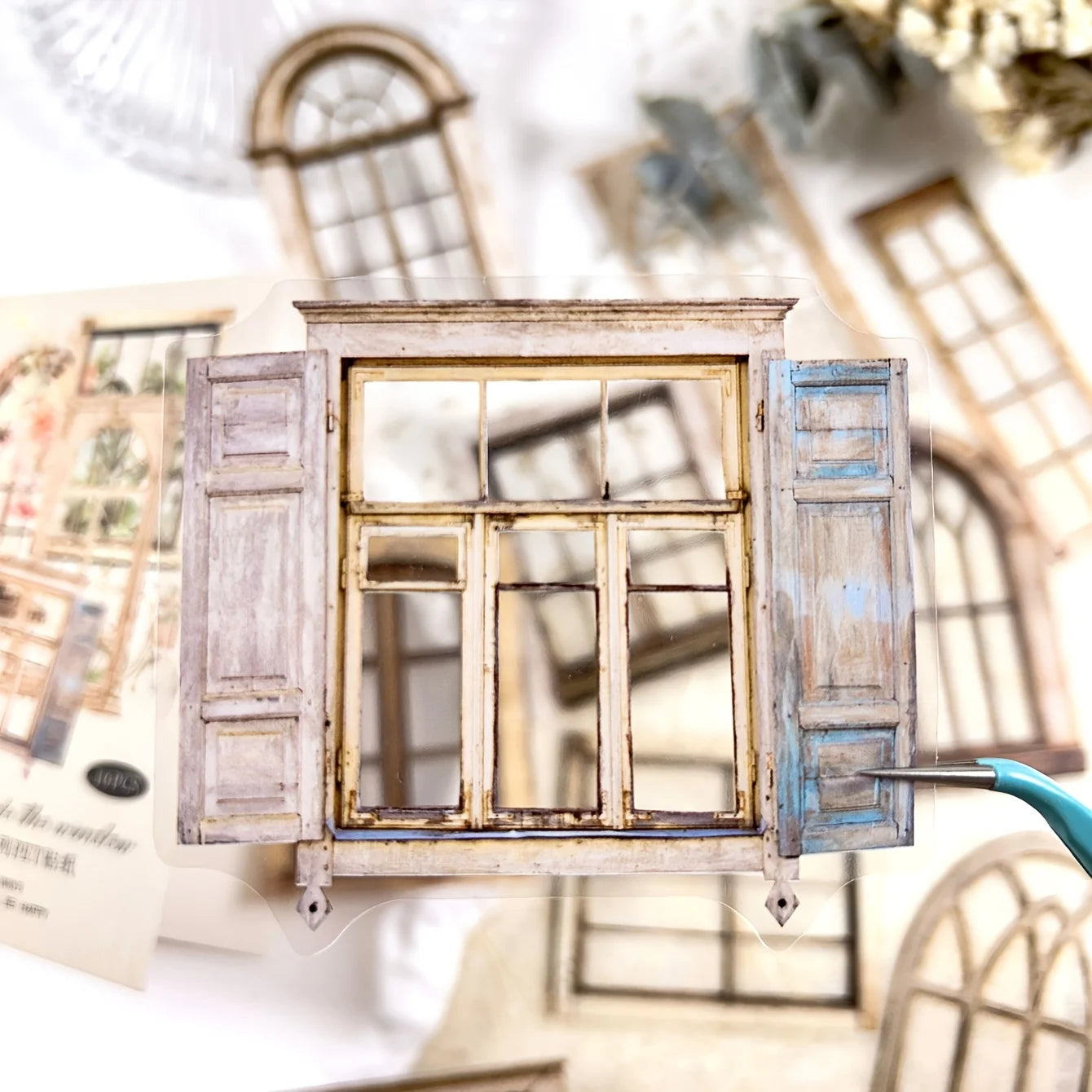 JIANQI 11 Pcs/Pack Retro Gate Stickers Decorative Scrapbooking Collage Materials Vintage Gates Decals for Journal Craft Making