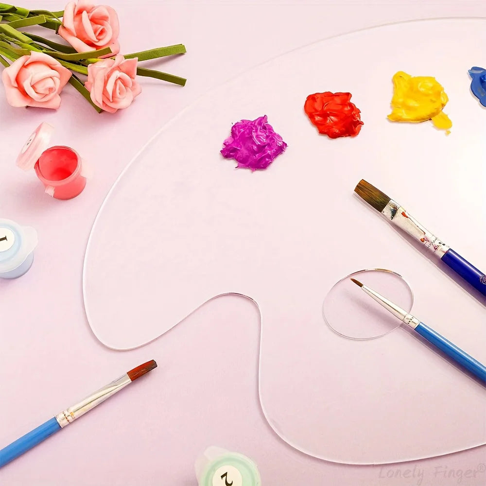 2/6 PCS Acrylic Paint Palette with Thumb Hole Clear, Easy Clean Artist Pallet for Oil Watercolor Craft DIY Art Painting Palette