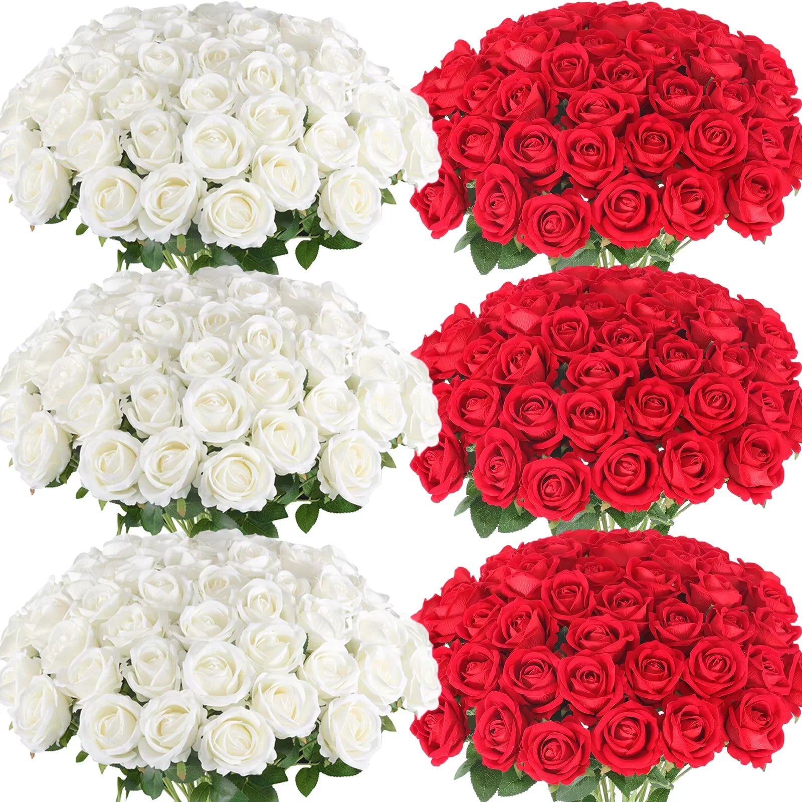 120-500PCS Artificial Rose Flower Velvet White Rose Faux Rose Stems Bulk Wedding Decorations for Party Wedding Birthday