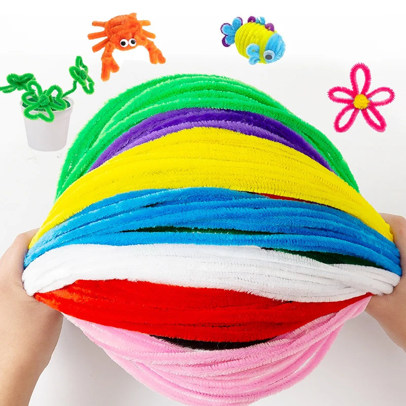 Chenille Stem Plush Stick Kids DIY Creative Toy Chenille Sticks Cleaners Kindergarten Educational Handmade Material Plush Strips