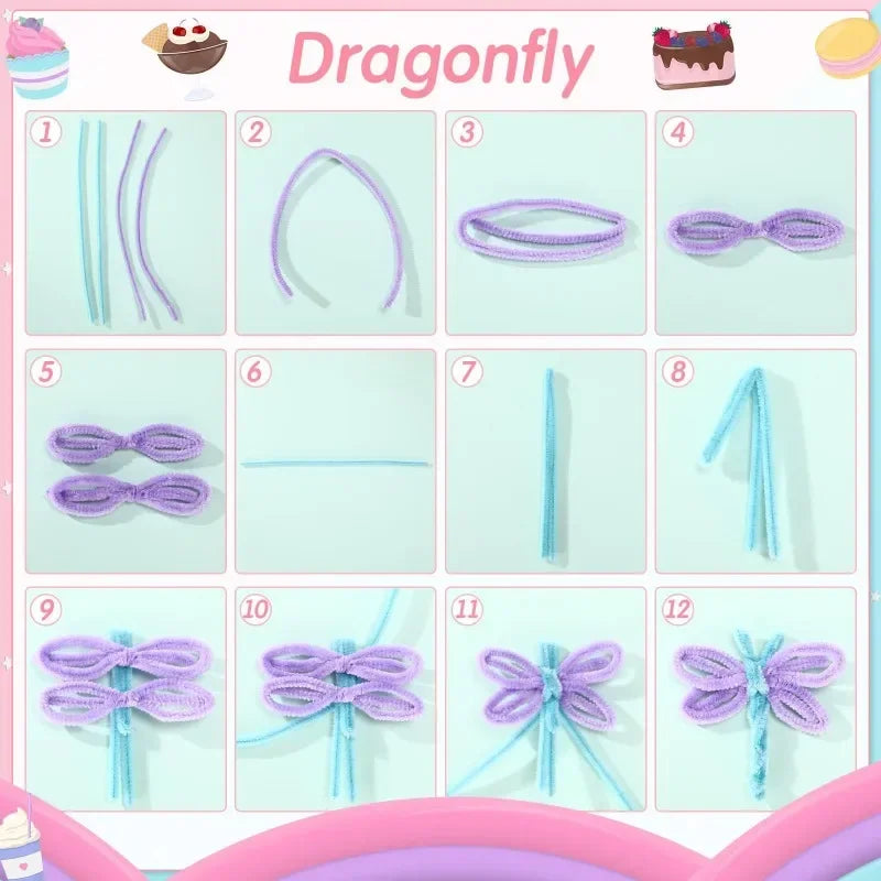 Chenille Wire Pipe Creative Wires Cleaners Colorful Chenille Stems DIY Plush Stem Wired Twist Stick Hair Strip Kid Handmade