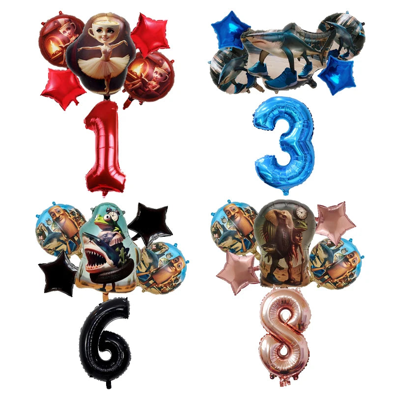 Italian Brainrot Birthday Balloons New Tralalero Tralala Digit 1-10 Ballons Gender Reveal Baby Shower Party Decoration Kids Gift