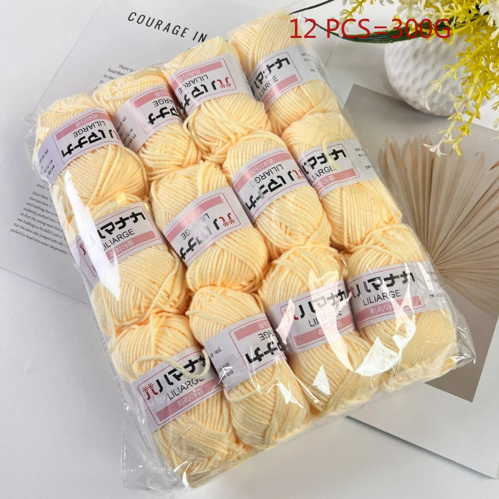 12PCS 300g Milk Yarn Handmade Coarse DIY Weaving Yarn Ball For Sweater Hat Scarve And Other Clothing Soft Crochet Knitting Yarn