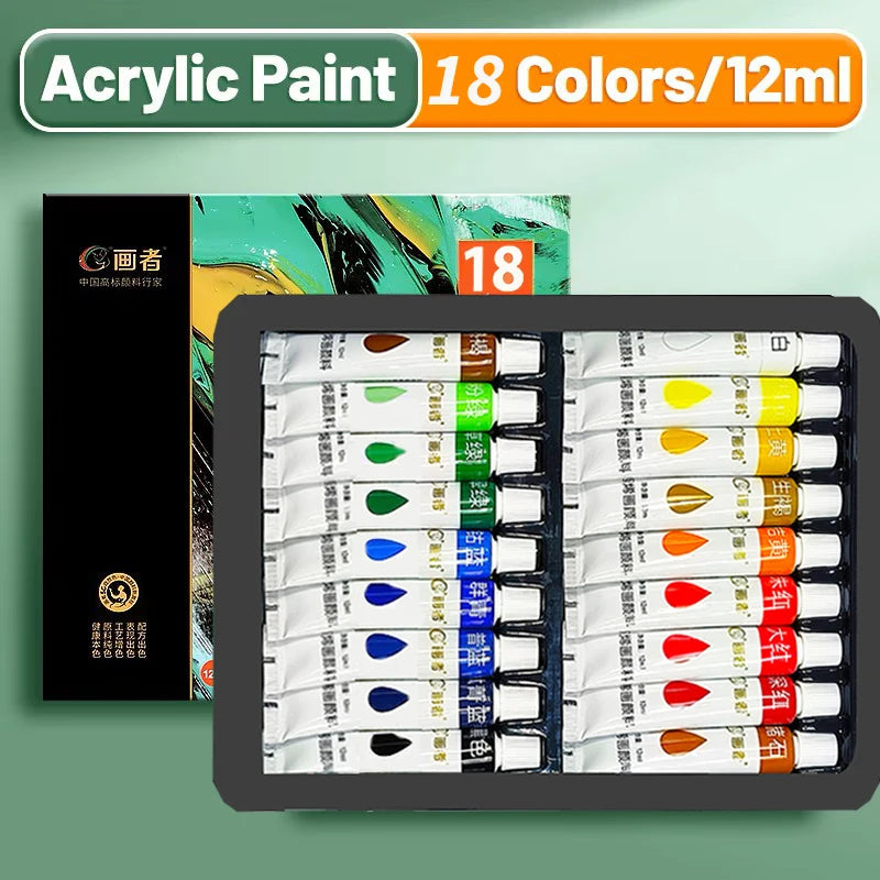 Acrylic Paint Set 12/18/24/36 Colors,12ml Acrylic Painting Kit For Paper,Wood,Canvas,Rock,Ceramic,Clothes,DIY