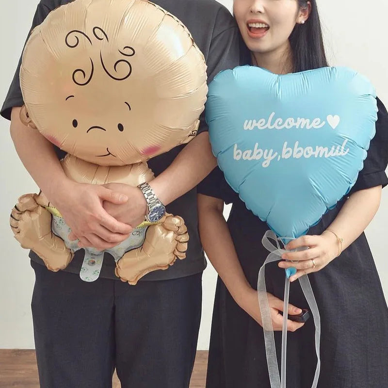 Newborn Baby Boys Girls Foil Balloons Baby Shower Supplies 1st Birthday Party Decoration Globos Gender Reveal Blue Pink Balloons