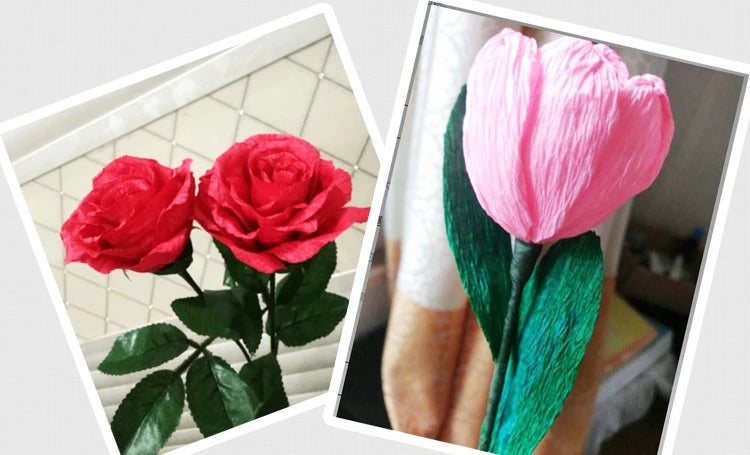Color Handmade Crepe Paper Diy Paper Flower Material Gift Paper Roll Edge Paper Kindergarten Handmade Flower Origami